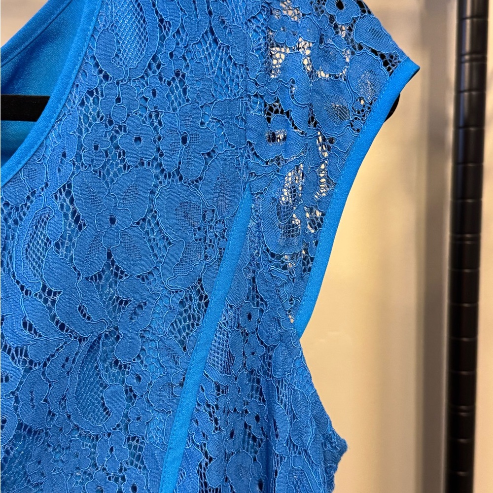 Blue Lace Sleeveless Top